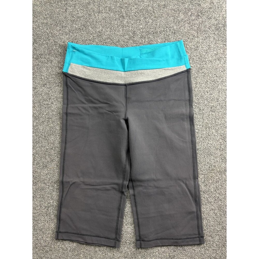 Lululemon Leggings‎ Womens 8 Gray Capri Fleece Lined Colorblock Waist Yoga Pants